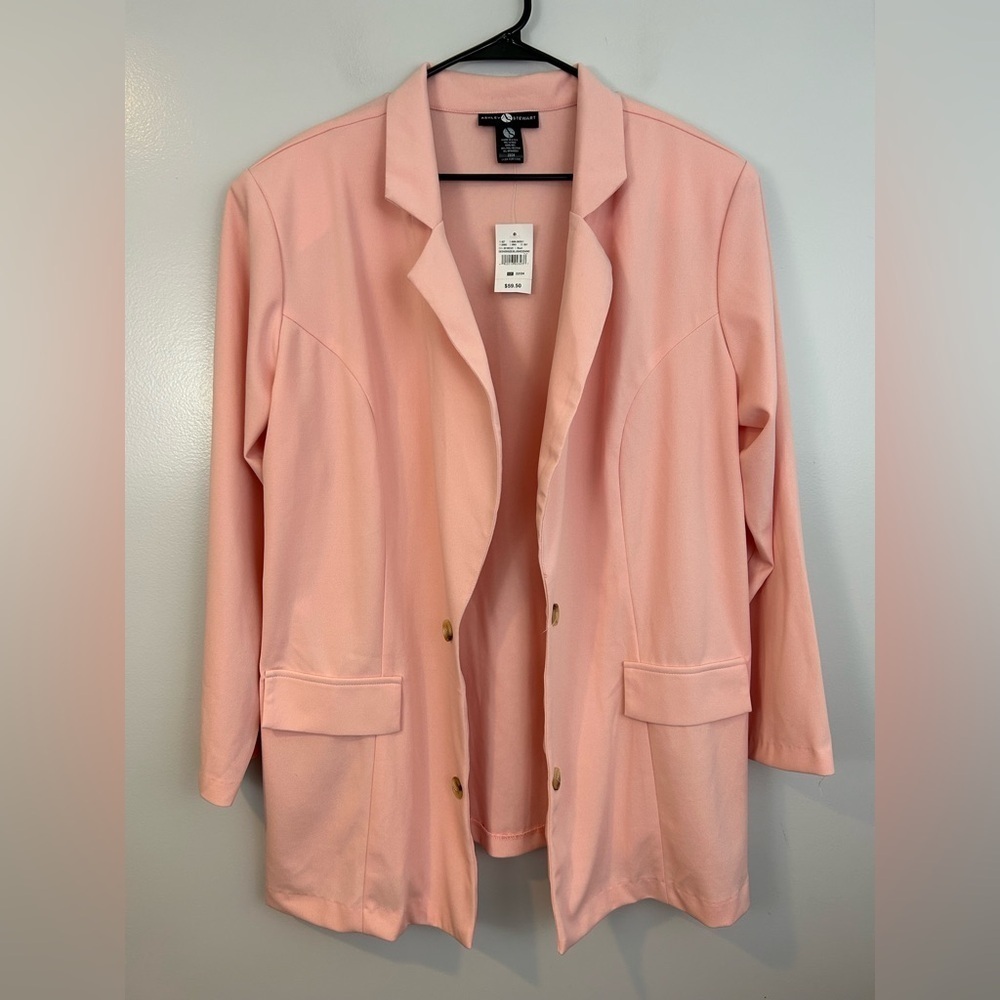 NWT Ashley Stewart Pale Pink Open Front Drapey Blazer Size 22/24